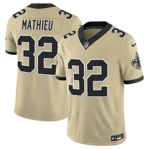 Men's New Orleans Saints #32 Tyrann Mathieu Gold 2025 F.U.S.E. Alternate Vapor Limited Football Stitched Jersey
