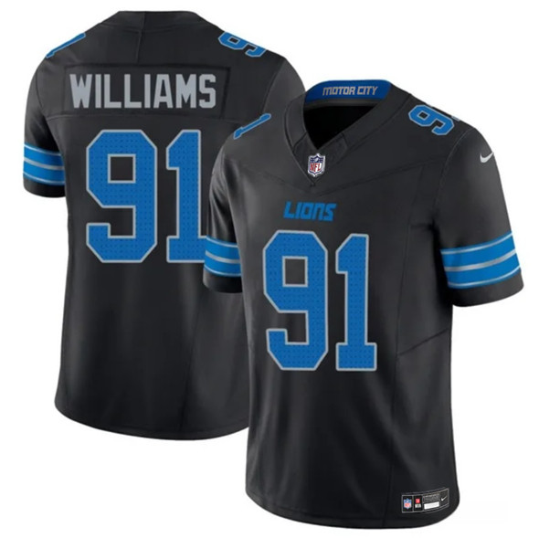 Men's Detroit Lions #91 Tyleik Williams Black 2025 Draft F.U.S.E. Vapor Limited Football Stitched Jersey