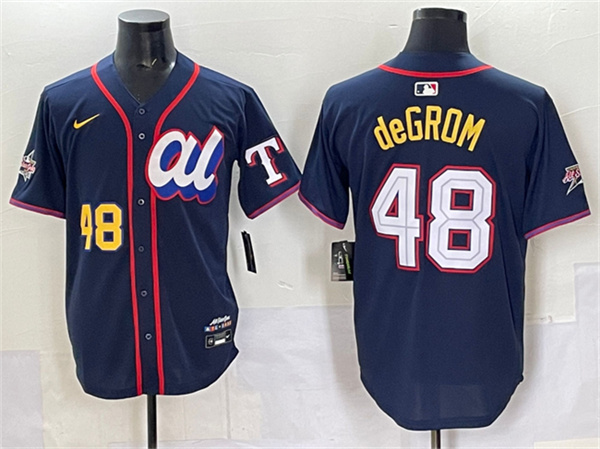 Men's American League #48 Jacob deGrom Navy 2025 All-Star Edition Limited Stitched Baseball Jersey