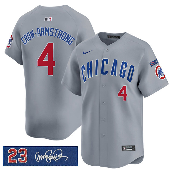 Men's Chicago Cubs #4 Pete Crow-Armstrong Gray 'Ryne Sandberg Tribute' Vapor Limited V3 Stitched Baseball Jersey