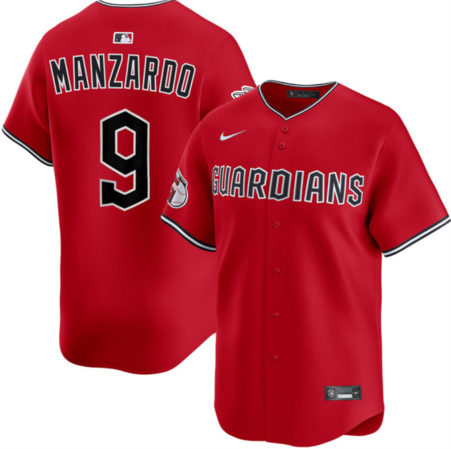 Men's Cleveland Guardians #9 Kyle Manzardo Red Alternate Limited Stitched Baseball Jersey