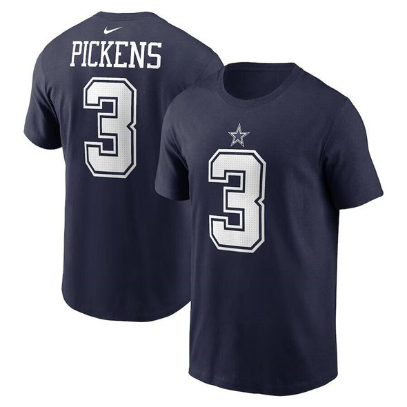 Men's Dallas Cowboys #3 George Pickens Navy T-Shirt