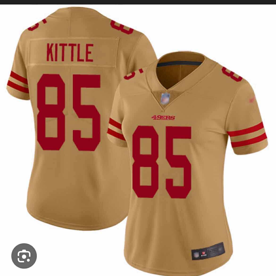 Women's San Francisco 49ers #85 George Kittle Gold Vapor Alternate Football Stitched Jersey(Run Small)