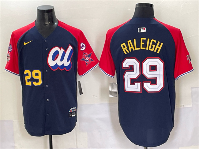 Men's American League #29 Cal Raleigh Navy Red Alternate 2025 All-Star With Patch Edition Limited Stitched Baseball Jersey