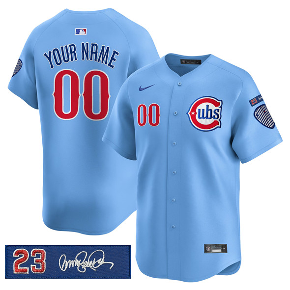 Men’s Chicago Cubs Active Player Custom Blue 'Ryne Sandberg Tribute' Vapor Limited V3 Stitched Baseball Jersey