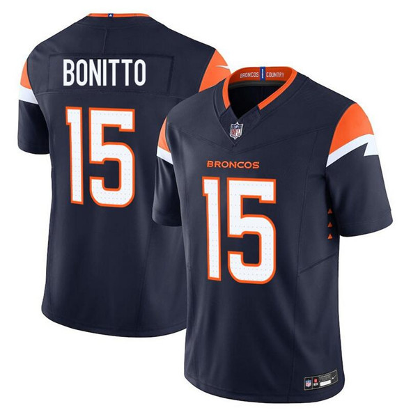 Men's Denver Broncos #15 Nik Bonitto Navy F.U.S.E. Vapor Limited Football Stitched Jersey