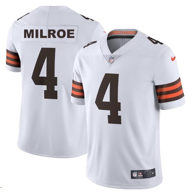 Men's Nike Jalen Milroe #4 Brown Cleveland White Game Jersey