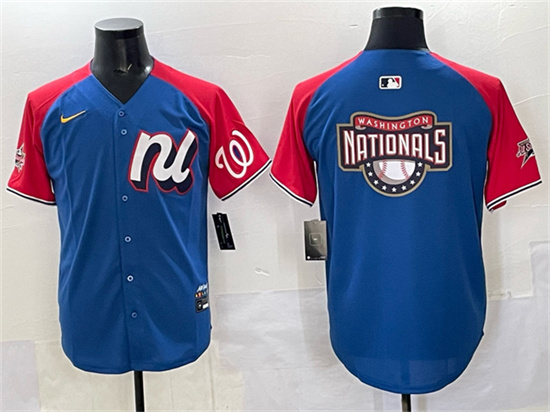 Men's National League Washington Nationals Team Big Logo Blue Red Alternate 2025 All-Star Edition Limited Stitched Baseball Jersey