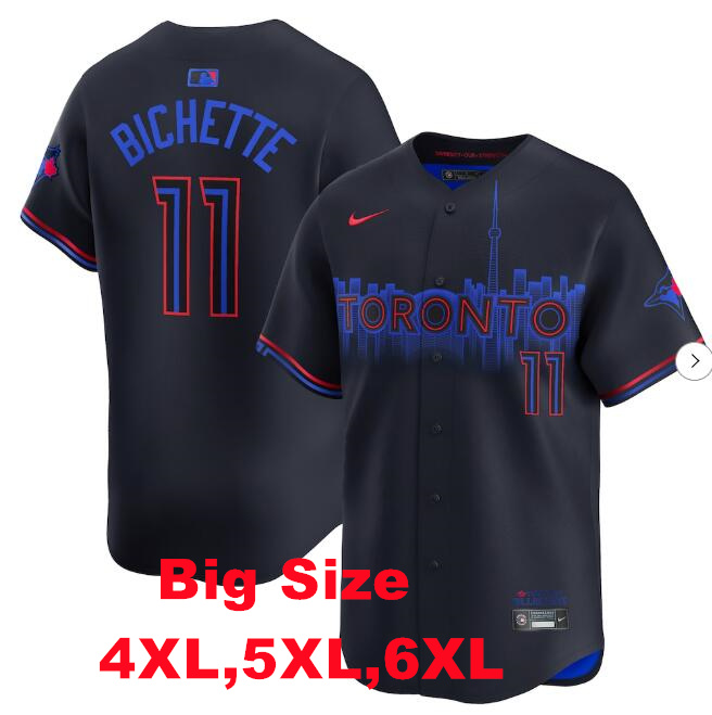 Big Size 4XL,5XL Men's Toronto Blue Jays #11 Bo Bichette Black 2024 City Connect Stitched Jersey