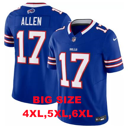 Big Size Men's Buffalo Bills Josh Allen #17 Vapor F.U.S.E. Royal Blue Limited Jersey