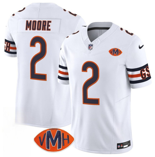 Men's Chicago Bears #2 D.J. Moore White 2025 F.U.S.E. With VMH Patch Vapor Untouchable Limited Football Stitched Jersey