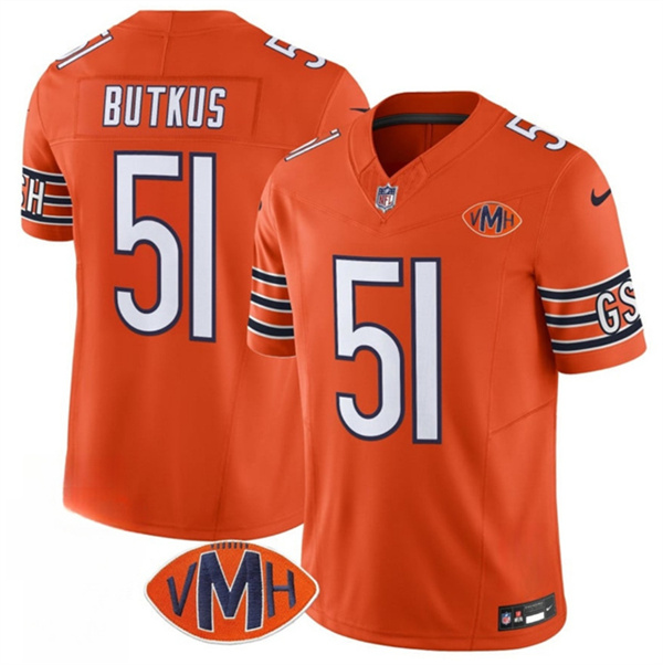 Men's Chicago Bears #51 Dick Butkus Orange 2025 F.U.S.E. With VMH Patch Vapor Untouchable Limited Football Stitched Jersey