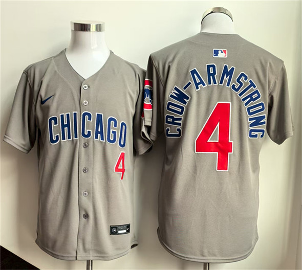 Men's Chicago Cubs #4 Pete Crow-Armstrong Gray Limited Stitched Baseball Jersey