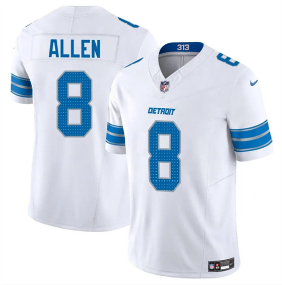 Men's Detroit Lions #8 Kyle Allen White 2025 F.U.S.E. Vapor Limited Football Stitched Jersey