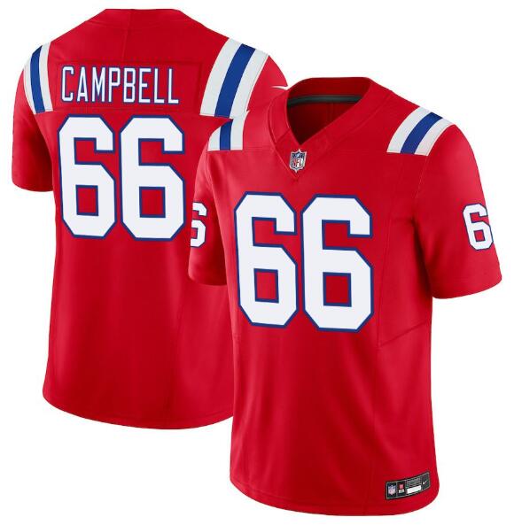 Men's New England Patriots #66 Will Campbell Red Limited Stitched Nike Jersey