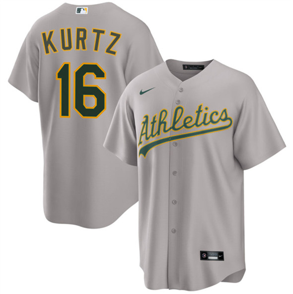 Men's Oakland Athletics #16 Nick Kurtz Gray 2024 Away Limited Stitched Jersey