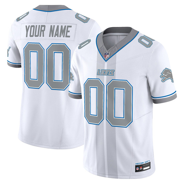 Men's Detroit Lions Customized White 2025 F.U.S.E. 'Motor City Racing Edition' Vapor Limited Stitched Jersey