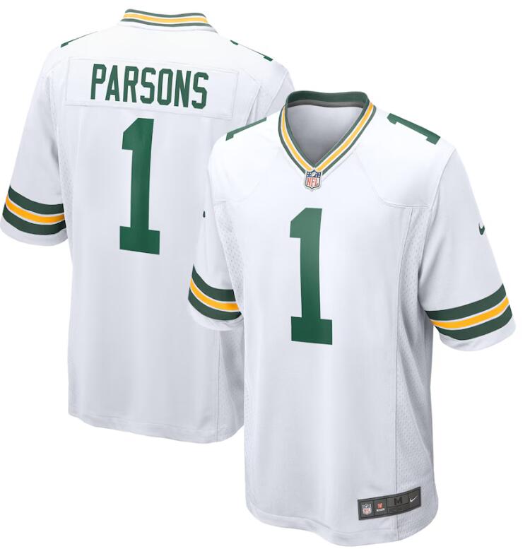 Men's Green Bay Packers #1 Micah Parsons Nike White Player Green Jersey