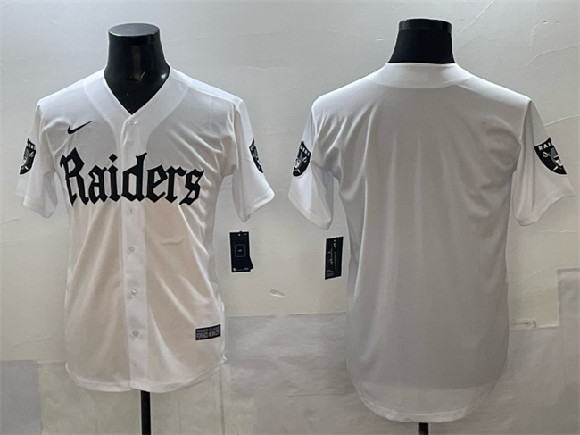 Men's Las Vegas Raiders Blank White 'Gothic Sin City Shadows Edition' Vapor Limited Stitched Baseball Jersey
