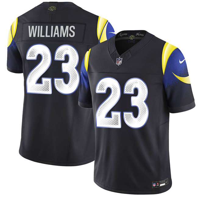 Men's Los Angeles Rams #23 Kyren Williams Black 2025 F.U.S.E. “Rivalries” Vapor Limited Football Stitched Jersey