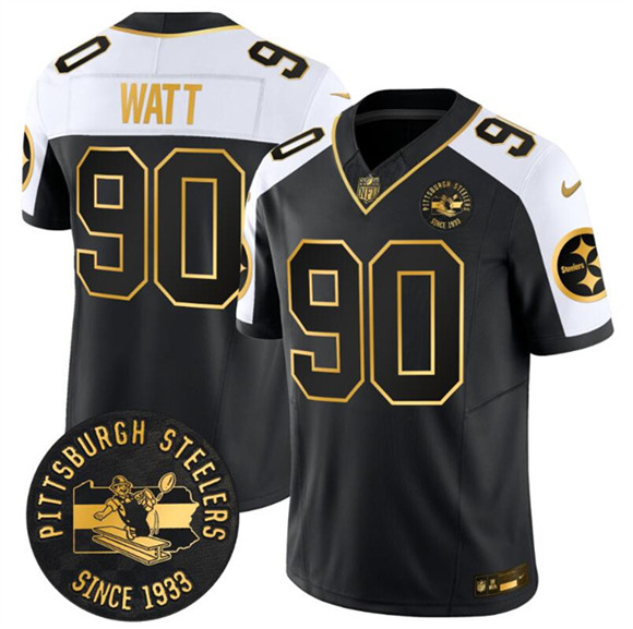 Men's Pittsburgh Steelers #90 T.J. Watt Black Gold Alternate F.U.S.E. Throwback 1933 Patch Vapor Untouchable Limited Football Stitched Jersey