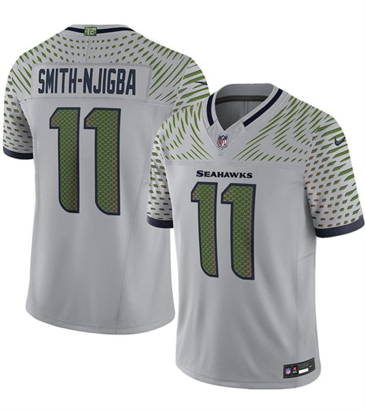 Men's Seattle Seahawks #11 Jaxon Smith-Njigba Gray 2025 F.U.S.E. “Rivalries” Vapor Untouchable Limited Football Stitched Jersey