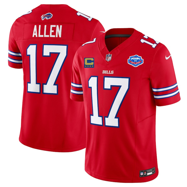 Men's Buffalo Bills #17 Josh Allen Red 2025 F.U.S.E. With Farewell Patch And 4-Star C Patch Vapor Untouchable Limited Football Stitched Jersey