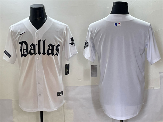 Men's Dallas Cowboys Blank White 'Gothic Lone Star Edition' Limited Stitched Baseball Jersey