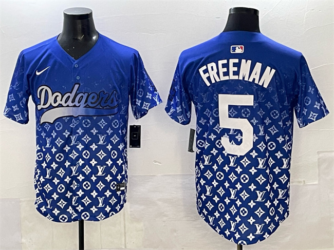 Men's Los Angeles Dodgers #5 Freddie Freeman Blue Limited Stitched Baseball Jersey