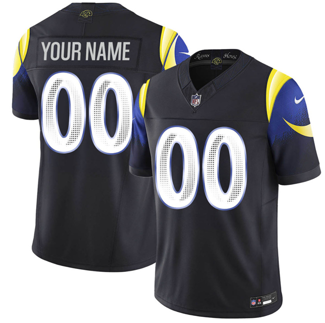 Men's Los Angeles Rams Active Player Custom Black 2025 F.U.S.E. “Rivalries” Vapor Limited Football Stitched Jersey