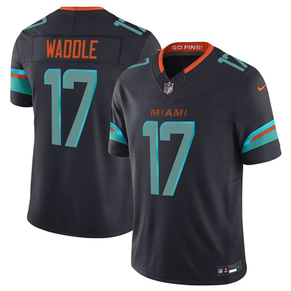 Men's Miami Dolphins #17 Jaylen Waddle Black 2025 F.U.S.E. “Rivalries” Vapor Limited Football Stitched Jersey