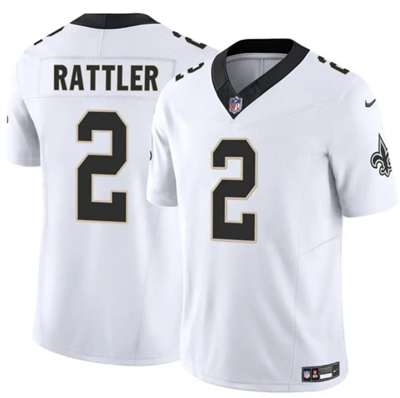 Men's New Orleans Saints #2 Spencer Rattler White 2025 F.U.S.E Vapor Limited Football Stitched Jersey