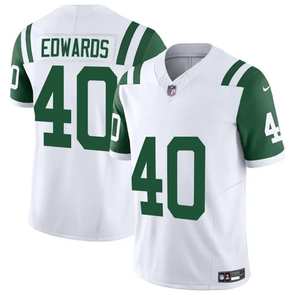 Men's New York Jets #40 Donovan Edwards White 2025 F.U.S.E. Classic Alternate Vapor Untouchable Limited Football Stitched Jersey