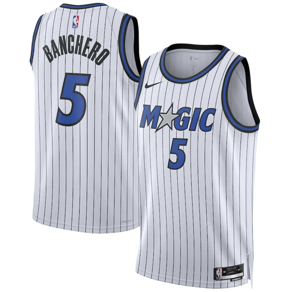 Men's Orlando Magic #5 Paolo Banchero White 2025 Association Edition Stitched Basketball Jersey