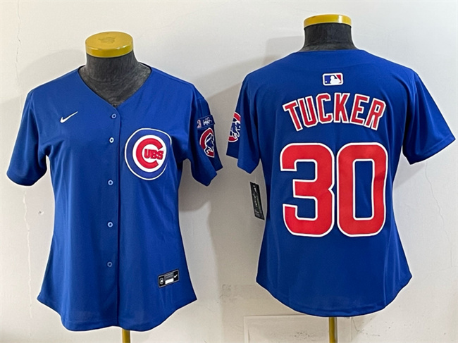 Women's Chicago Cubs #30 Kyle Tucker Royal 'Ryne Sandberg Tribute' Vapor Limited V3 Stitched Baseball Jersey(Run Small)