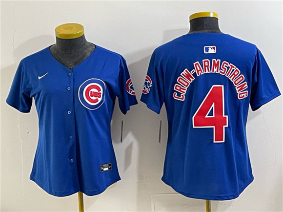 Women's Chicago Cubs #4 Pete Crow-Armstrong Royal Vapor Limited Stitched Baseball Jersey(Run Small)