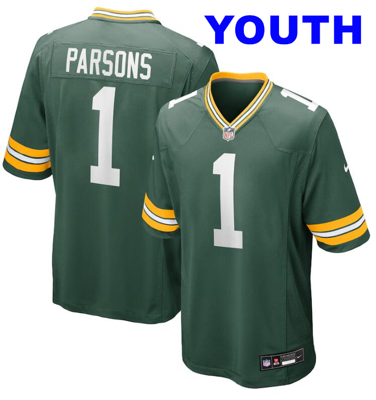 Youth Green Bay Packers #1 Micah Parsons Nike Game Player Green Jersey