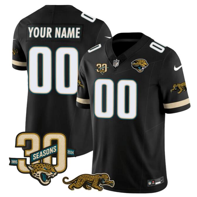 Men's Jacksonville Jaguars Active Player Custom Black F.U.S.E. With 30th Seasons Patch Vapor Limited Football Stitched Jersey