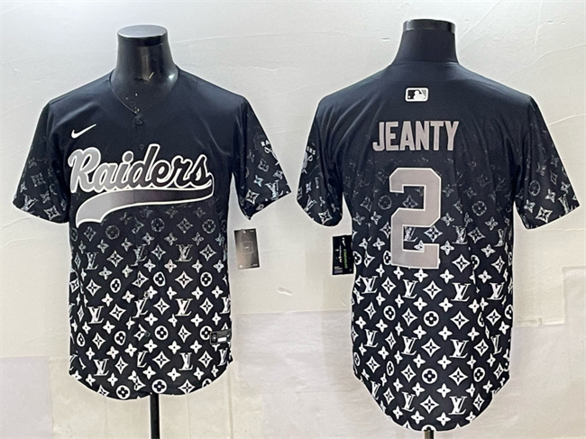 Men's Las Vegas Raiders #2 Ashton Jeanty Black Limited Stitched Baseball Jersey