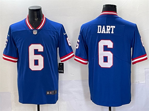 Men's New York Giants #6 Jaxson Dart Royal 2025 Draft Vapor Untouchable Classic Retired Player Football Stitched Jersey