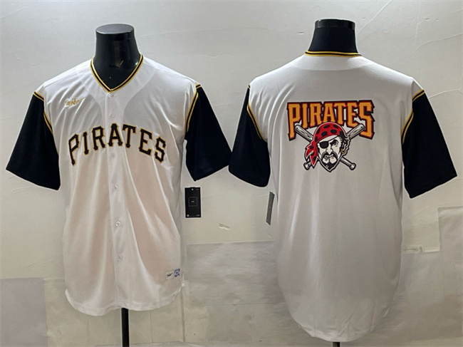 Men's Pittsburgh Pirates Team Big Logo White Cool Base Stitched Jersey