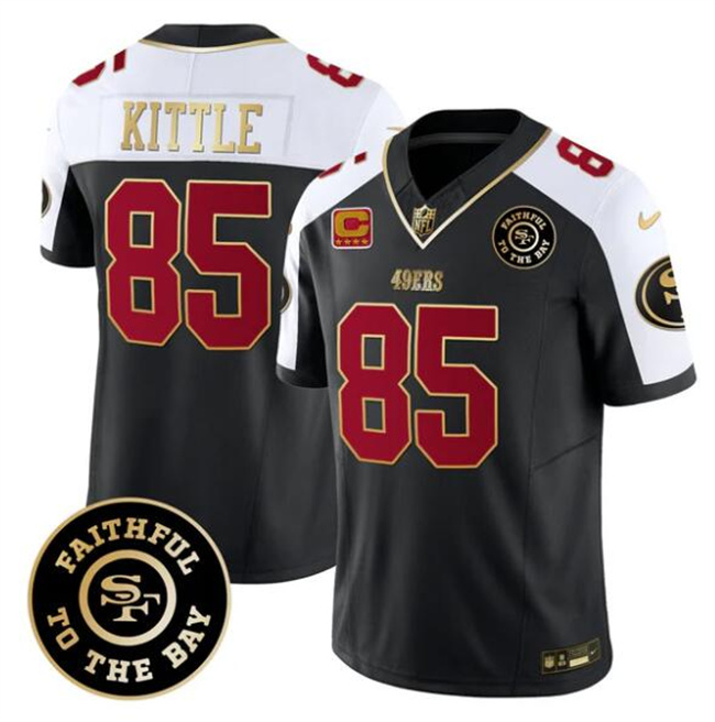 Men's San Francisco 49ers #85 George kittle Black Alternate F.U.S.E. 3-Star C With Faithful To The Bay Patch Vapor Limited Football Stitched Jersey