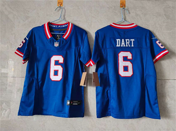 Women's New York Giants #6 Jaxson Dart Blue F.U.S.E. Throwback Limited Stitched Jersey(Run Small)