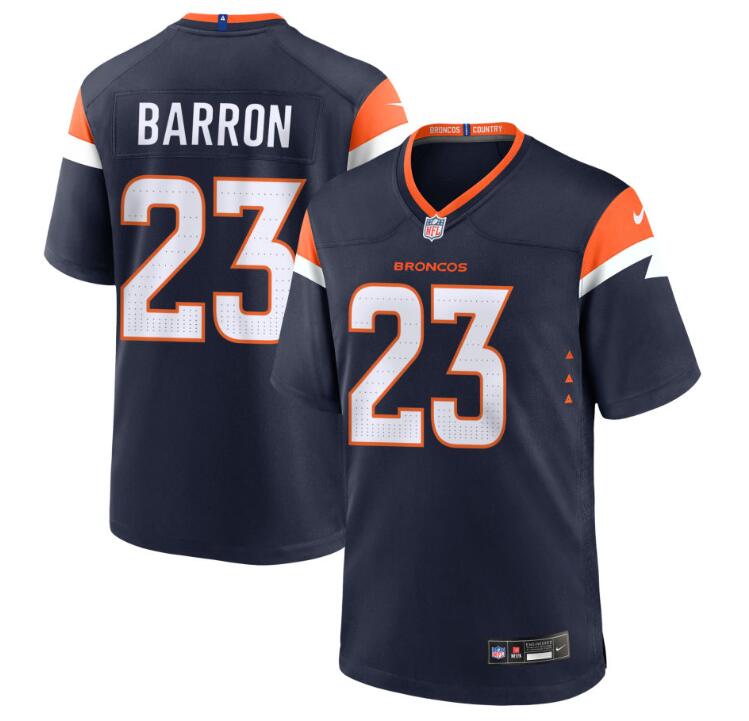 Men's Denver Broncos #23 Jahdae Barron Navy Nike Mile High Collection Game Jersey