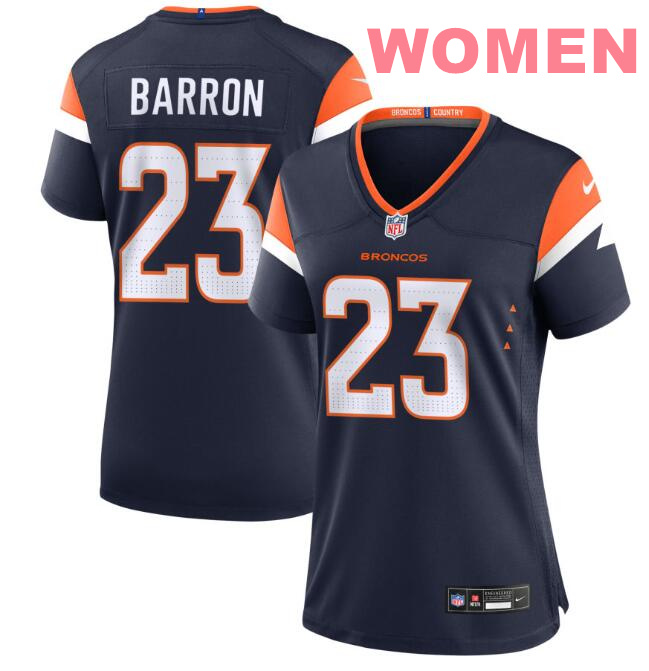 Women's Denver Broncos #23 Jahdae Barron Navy Nike Mile High Collection Game Jersey
