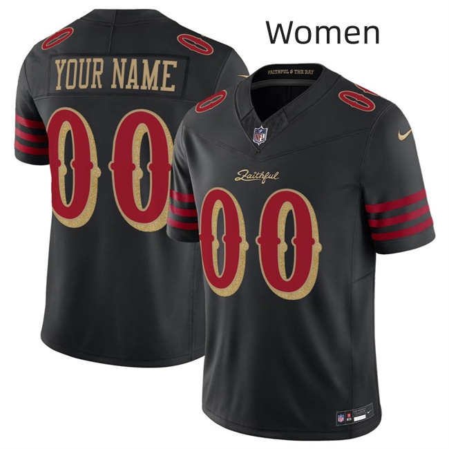 Women San Francisco 49ers Active Player Custom Black 2025 F.U.S.E. “Rivalries” Vapor Limited Stitched Football Jersey