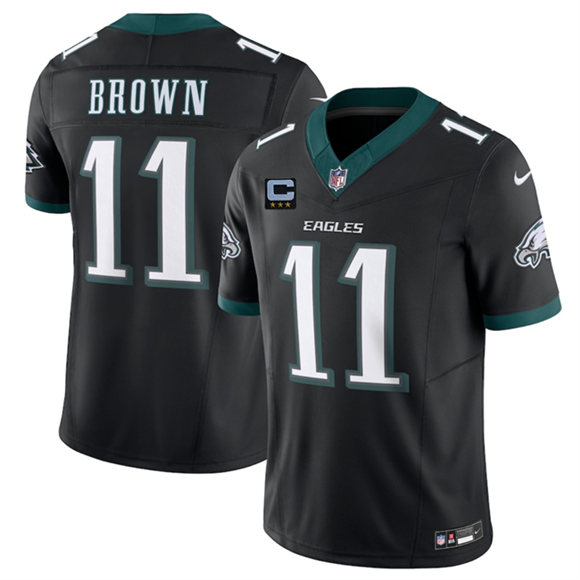 Men's Philadelphia Eagles #11 A.J. Brown Black 2025 F.U.S.E. With 3-Star C Patch Vapor Untouchable Limited Football Stitched Jersey
