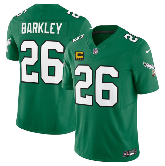 Men's Philadelphia Eagles #26 Saquon Barkley Kelly Green 2025 F.U.S.E. With 4-Star C Patch Vapor Untouchable Limited Throwback Stitched Football Jersey