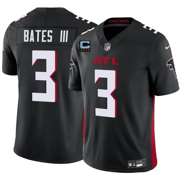 Men's Atlanta Falcons #3 Jesse Bates III Black 2025 F.U.S.E With 4-Star C Patch Vapor Untouchable Limited Football Stitched Jersey