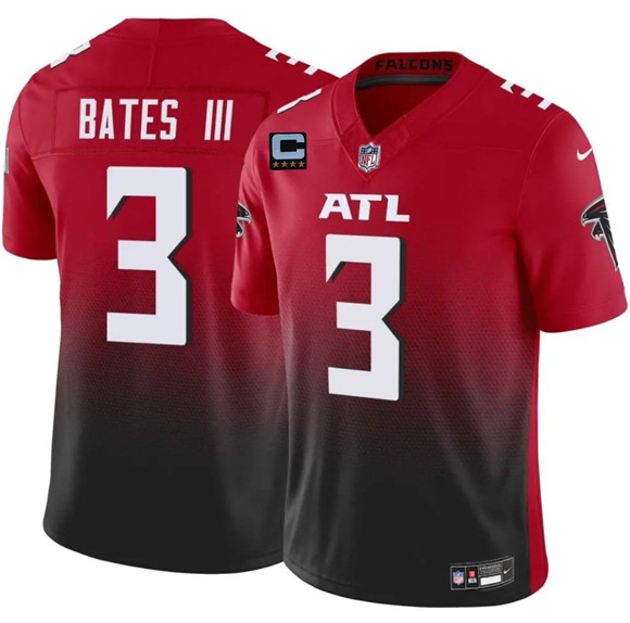 Men's Atlanta Falcons #3 Jesse Bates III Red Black 2025 F.U.S.E With 4-Star C Patch Vapor Untouchable Limited Football Stitched Jersey